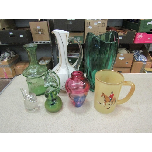 1451 - A selection of glass including green bottle vase, Mdina seahorse (chip to base), etc