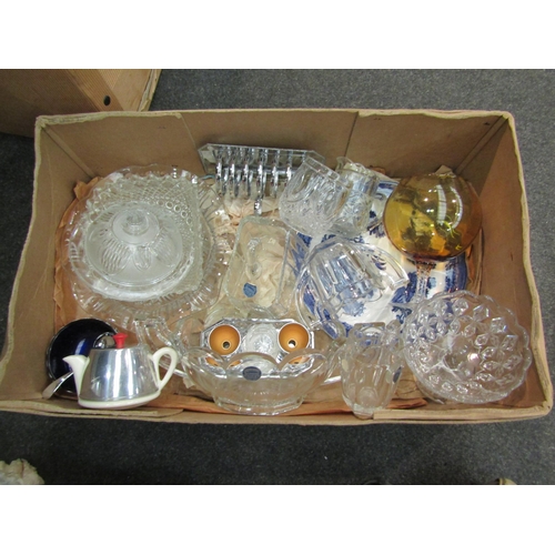 1471 - A box of mid 20th Century pressed glassware, Chippendale with original stickers, butter dishes, jug,... 