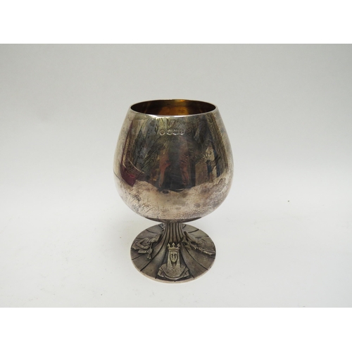 5001 - A Jack Spencer Ltd. silver goblet with plain form bowl gilded to interior, fluted stem with relief o... 