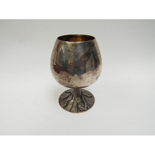 5001 - A Jack Spencer Ltd. silver goblet with plain form bowl gilded to interior, fluted stem with relief o... 