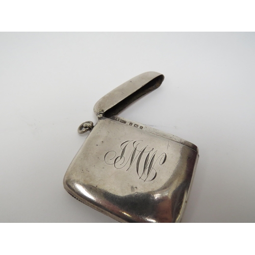 5018 - A T.H. Hazlewood & Co., silver vesta case, monogram to front dented, Birmingham 1901, 5.5cm x 5.5cm,... 