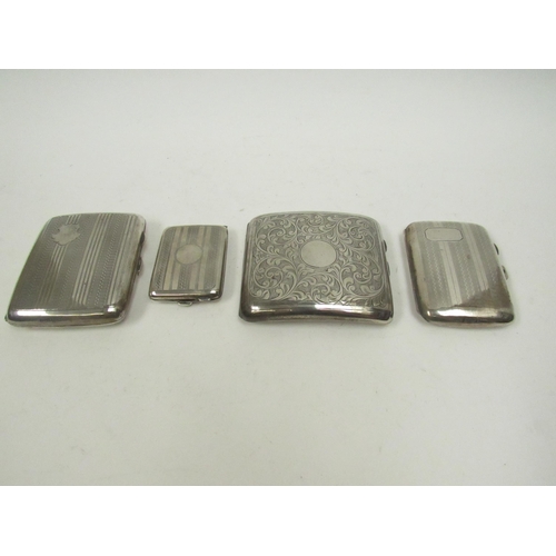 5061 - Three Birmingham silver cigarette cases and a Birmingham silver Vesta case.  Including John Henry Wy... 