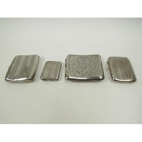 5061 - Three Birmingham silver cigarette cases and a Birmingham silver Vesta case.  Including John Henry Wy... 