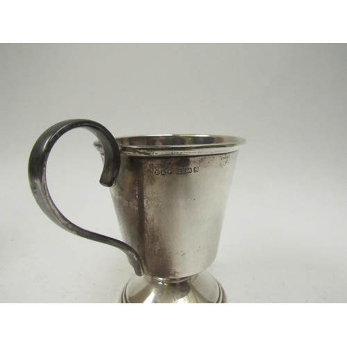 5062 - A Davis & Powers silver christening mug with monogrammed detail, Birmingham 1942, 9.5cm tall, 98g   ... 