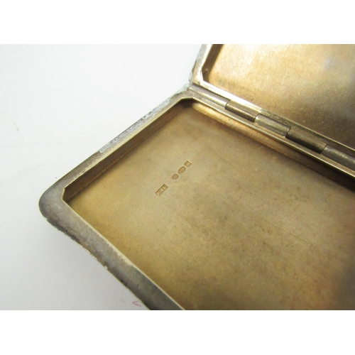 5071 - A silver and guilloche lady's cigarette case with Venetian scene to front. Import marks for London 1... 