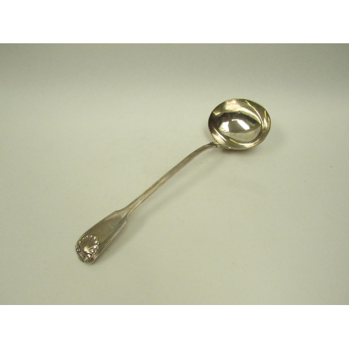 5074 - A Chawner & Co (George William Adams) silver soup ladle, shell relief to terminal and bowl, London 1... 