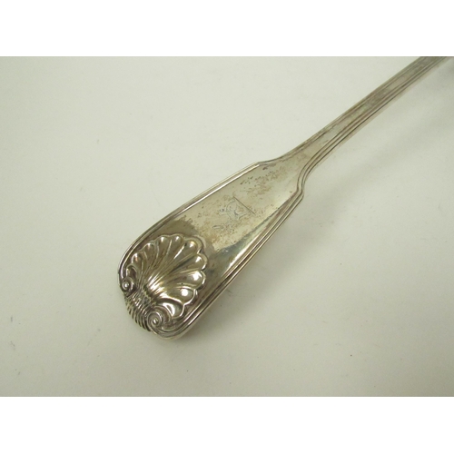 5074 - A Chawner & Co (George William Adams) silver soup ladle, shell relief to terminal and bowl, London 1... 