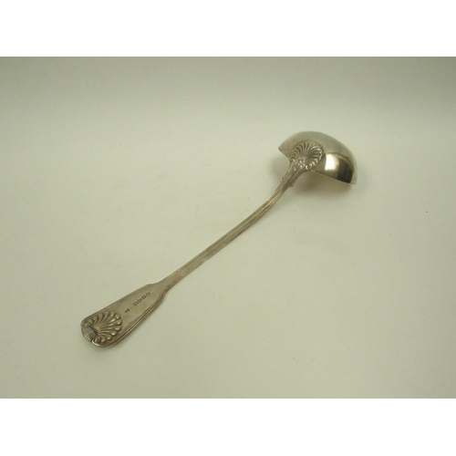 5074 - A Chawner & Co (George William Adams) silver soup ladle, shell relief to terminal and bowl, London 1... 