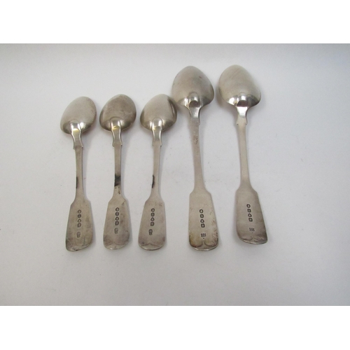 5080 - Two Samuel Hayne & Dudley Cater silver serving spoons, London 1852 with monogrammed handles and thre... 