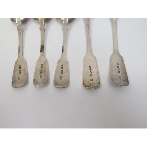 5080 - Two Samuel Hayne & Dudley Cater silver serving spoons, London 1852 with monogrammed handles and thre... 