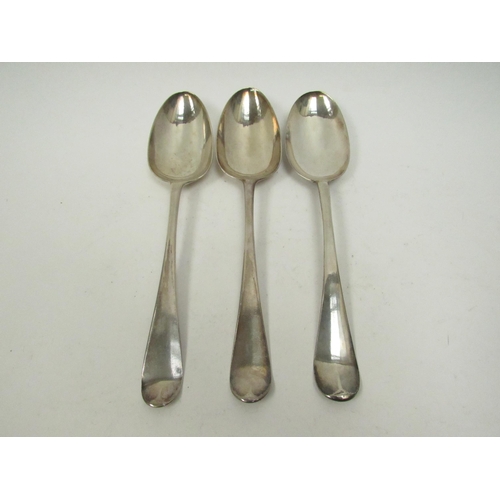 5088 - Three George III Hanoverian Silver Serving Spoons all London, two dating to 1762, 155g