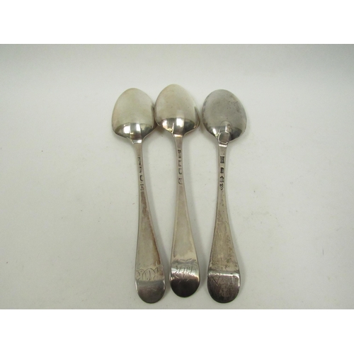 5088 - Three George III Hanoverian Silver Serving Spoons all London, two dating to 1762, 155g