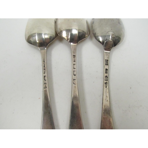 5088 - Three George III Hanoverian Silver Serving Spoons all London, two dating to 1762, 155g