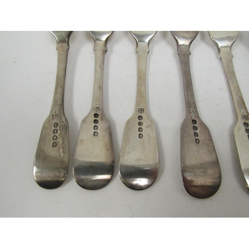 5090 - Six Sarah & John William Blake Hanoverian silver forks with monogrammed handles, five London 1818 on... 