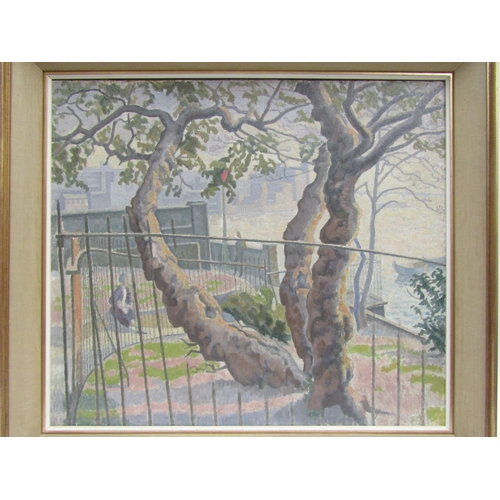 5120 - CHARLES MARESCO PEARCE (1874-1964): An oil on board ‘Chelsea Trees, Battersea Background’, Hove Muse... 