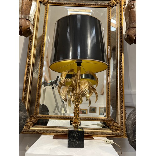 5231 - A highly decorative palm tree lamp, metal body to square marble base