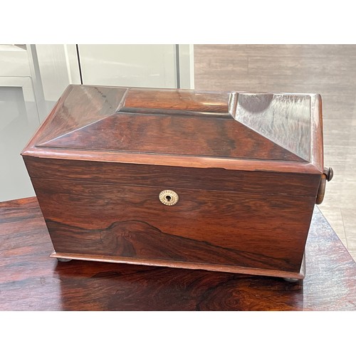 5246 - A rosewood sarcophagus form tea caddy, damage to edge, 36cm long     (E) £50-70