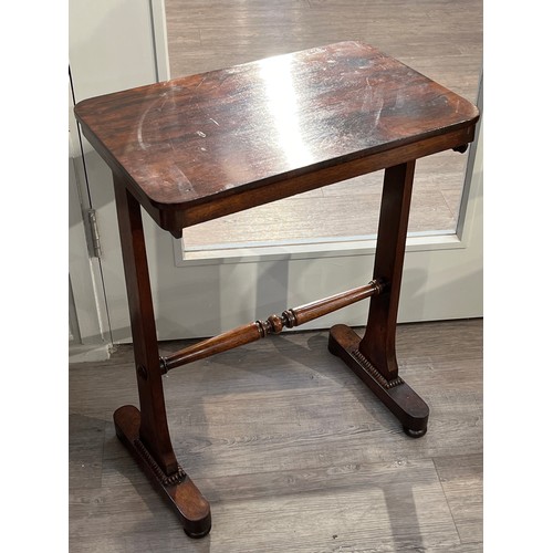 5247 - A Victorian rosewood side table with rounded rectangular top to turned spindle stretcher and shaped ... 