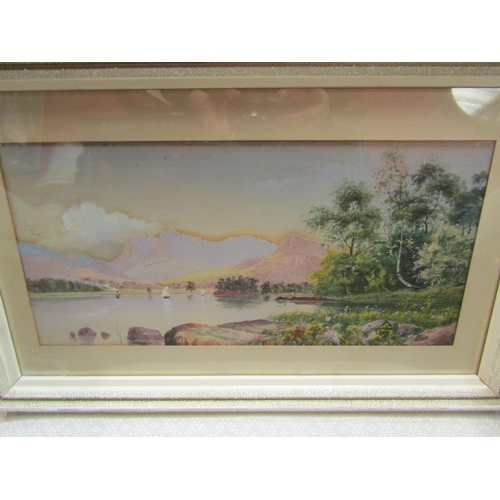 4086 - Edward Horace Thompson (1879-1949), two watercolours depicting lake scenes, framed and glazed, 19cm ... 