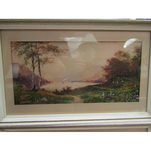 4086 - Edward Horace Thompson (1879-1949), two watercolours depicting lake scenes, framed and glazed, 19cm ... 