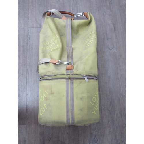 4115 - LOUIS VUITTON AMERICA'S CUP TRAVEL BAG in lime coloured Damier canvas and natural cowhide, silver co... 