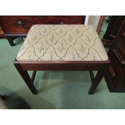 4140 - A George III revival mahogany stool with needlepoint drop-in seat over internal chamfered square leg... 