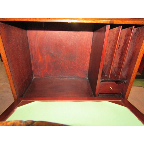 4151 - A late Victorian inlaid mahogany table top stationery cabinet with drop down front, the fitted inter... 