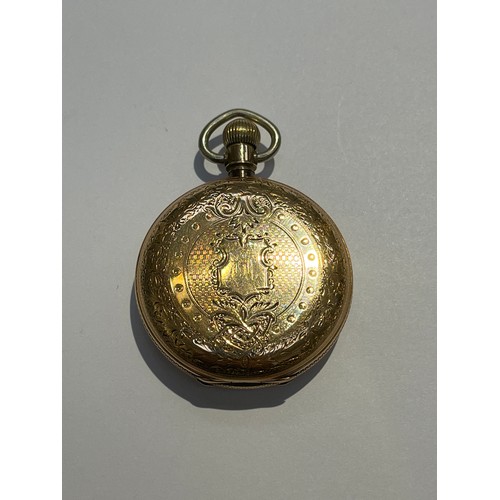 5716 - An Elgin hunter pocket watch with black Roman numerals to the white enamelled face, subsidiary secon... 