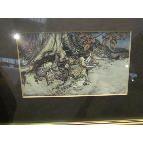 4496 - Three framed vintage prints of children and fairies after Arthur Rackham (1867-1939), each dated 190... 