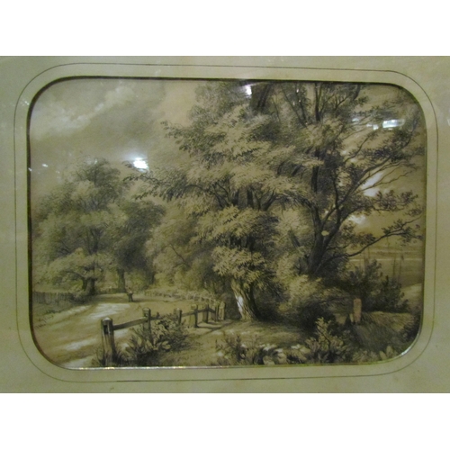 4498 - Four 19th Century sketches in Hogarth frames in brown wash and charcoal with white highlights of vie... 