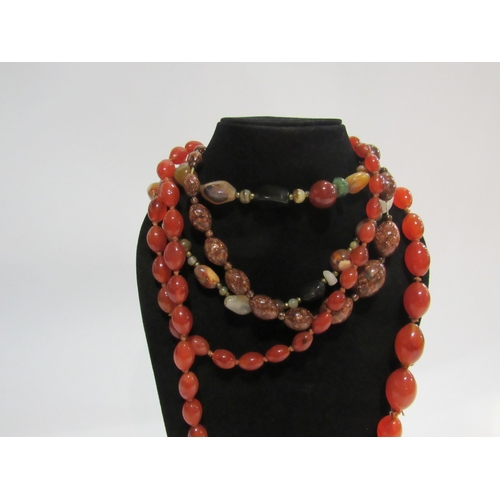 4501 - Three polished stone bead necklaces