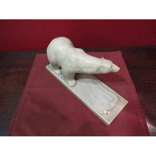 4037 - A Pearlite Marblecraft Ijsheer Beeld sculpture of a Polar Bear, handcrafted in Canada,  base 24.5cm ... 