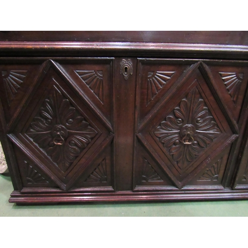 4046 - Possibly Welsh a 17th Century revival housekeepers cupboard with carved lozenge/acanthus leaf and tu... 