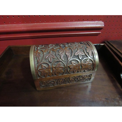 4053 - Two Indian carved hardwood jewellery boxes, 16cm long   (R) £0