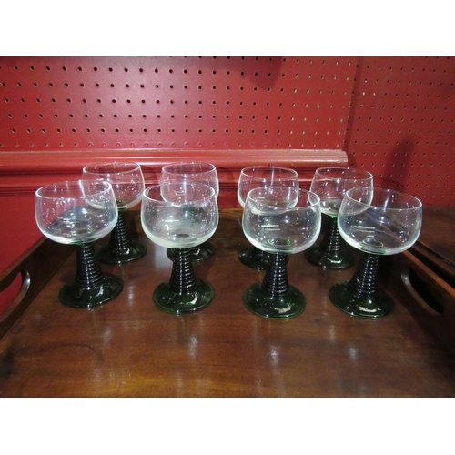 4063 - Eight Romer green stem wine glasses