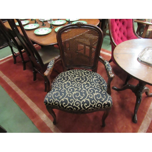 4066 - A 19th Century style French fauteuil armchair with cane backrest and carved decoration