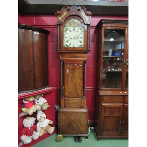 4119 - A late 19th Century long cased clock, Roman numeral painted face 'Griffiths, Carnarvon', with door k... 