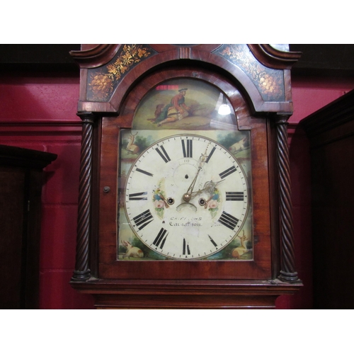 4119 - A late 19th Century long cased clock, Roman numeral painted face 'Griffiths, Carnarvon', with door k... 