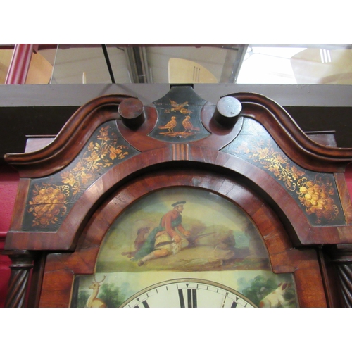 4119 - A late 19th Century long cased clock, Roman numeral painted face 'Griffiths, Carnarvon', with door k... 