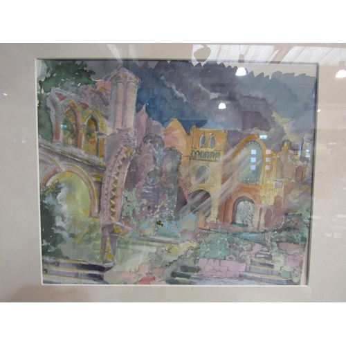 4133 - Anne Haworth mixed media 'Castle Acre I'. Framed and glazed. 34cm x 42cm image size