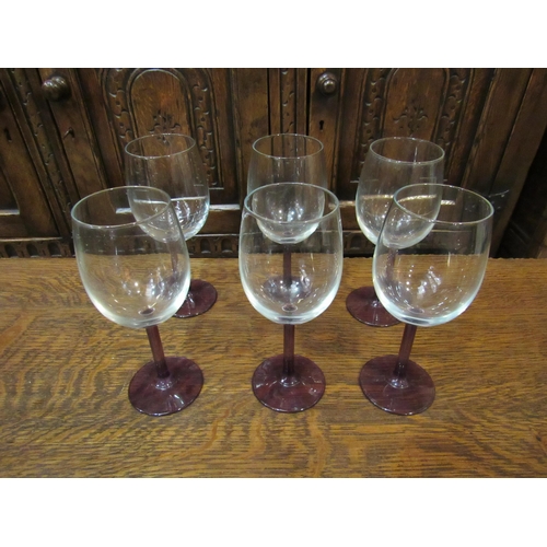 4159 - A set of six wine glasses with amethyst glass stems   (R) £0