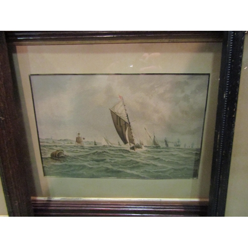 4262 - C.H. LEWIS: Three watercolours depicting seascapes, signed lower right, all framed and glazed, 18cm ... 