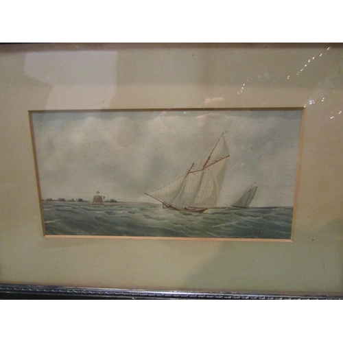 4262 - C.H. LEWIS: Three watercolours depicting seascapes, signed lower right, all framed and glazed, 18cm ... 