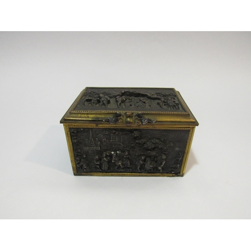 4288 - An AB Paris cast metal box with relief panels