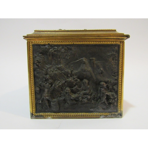 4288 - An AB Paris cast metal box with relief panels