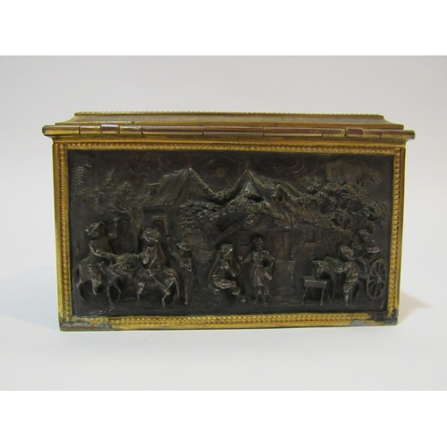 4288 - An AB Paris cast metal box with relief panels