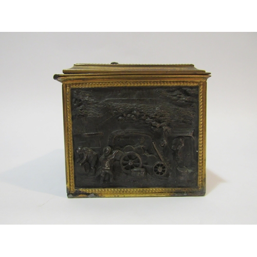 4288 - An AB Paris cast metal box with relief panels