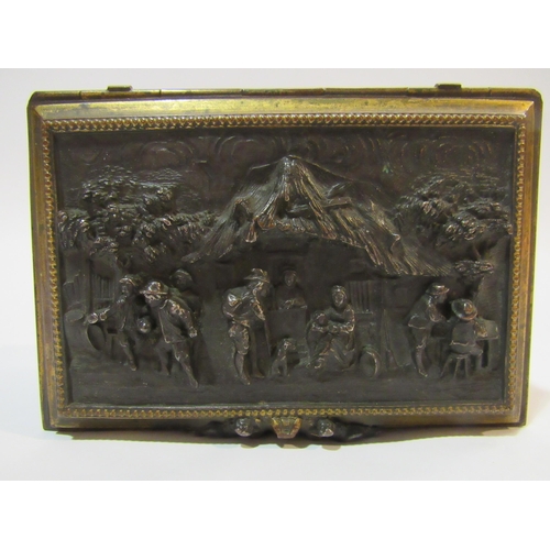 4288 - An AB Paris cast metal box with relief panels