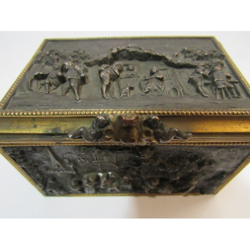 4288 - An AB Paris cast metal box with relief panels