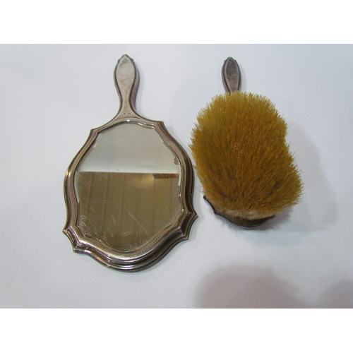 4327 - A silver hair brush and mirror